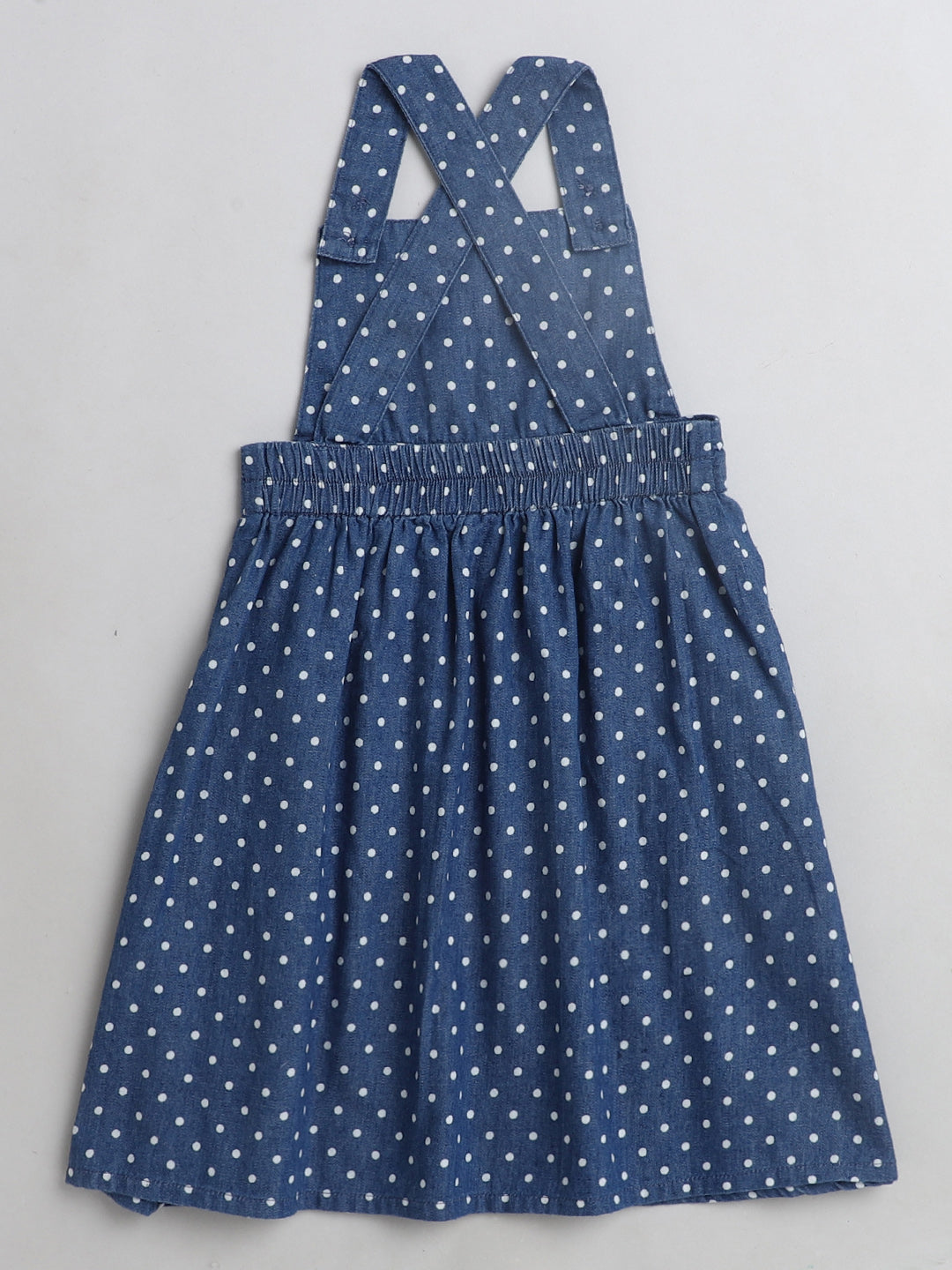Polka Dots Printed Sleeveless Pinafore Dress-Indigo
