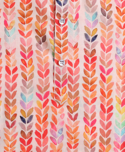 The Magic Wand Woven All Over Printed Full Sleeves Kurta with Pyjama Set - Peach