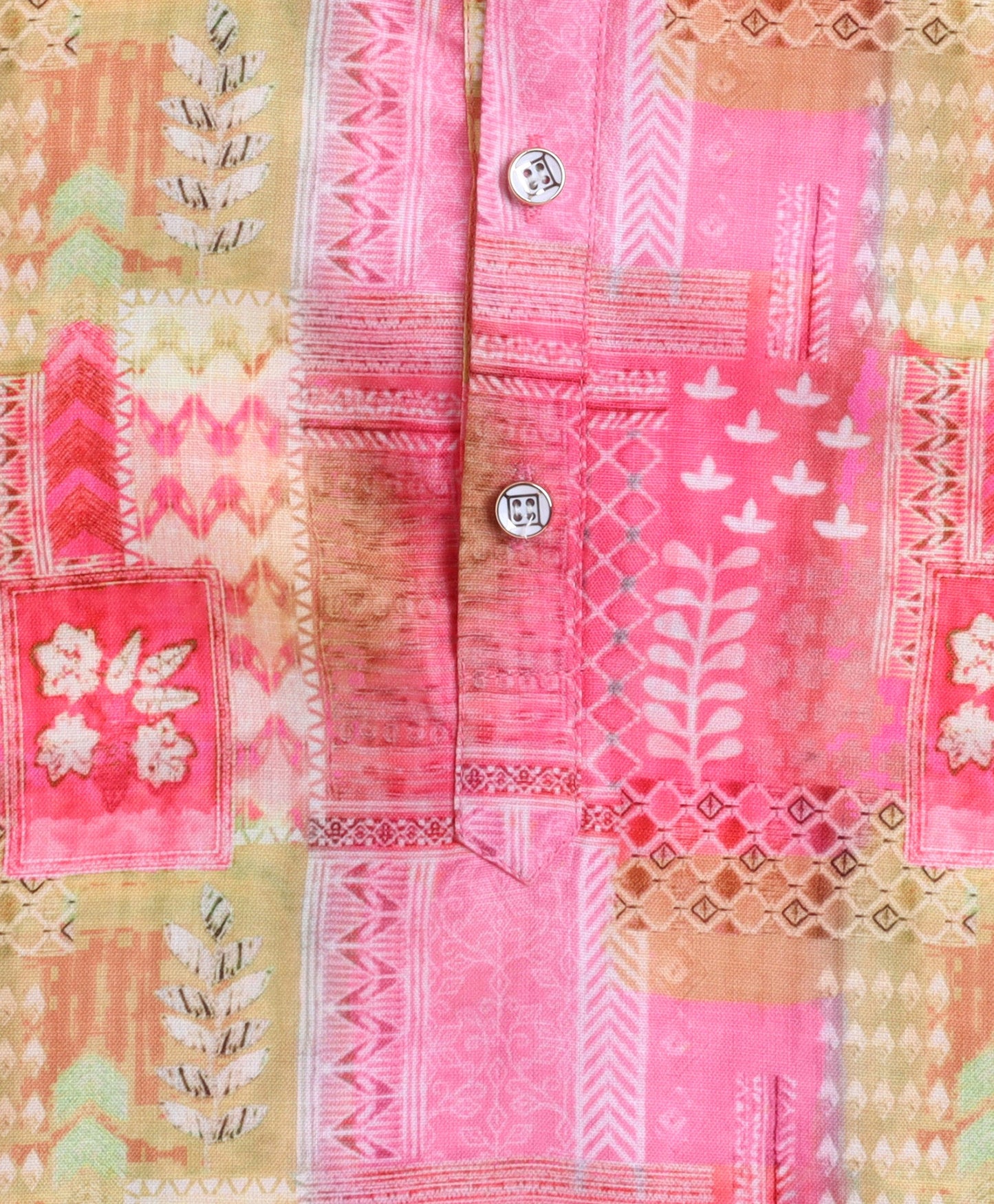 The Magic Wand Woven  All Over Printed Full Sleeves Kurta with Pyjama Set - Pink