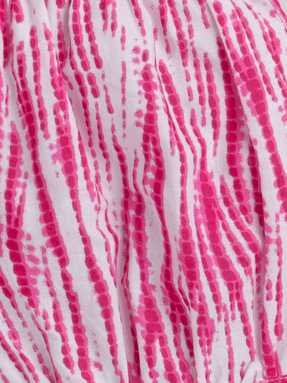 The Magic Wand Hand Block Printed Sleeveless Top and Shorts Night Wear Lounge Wear Set For Girls Pink