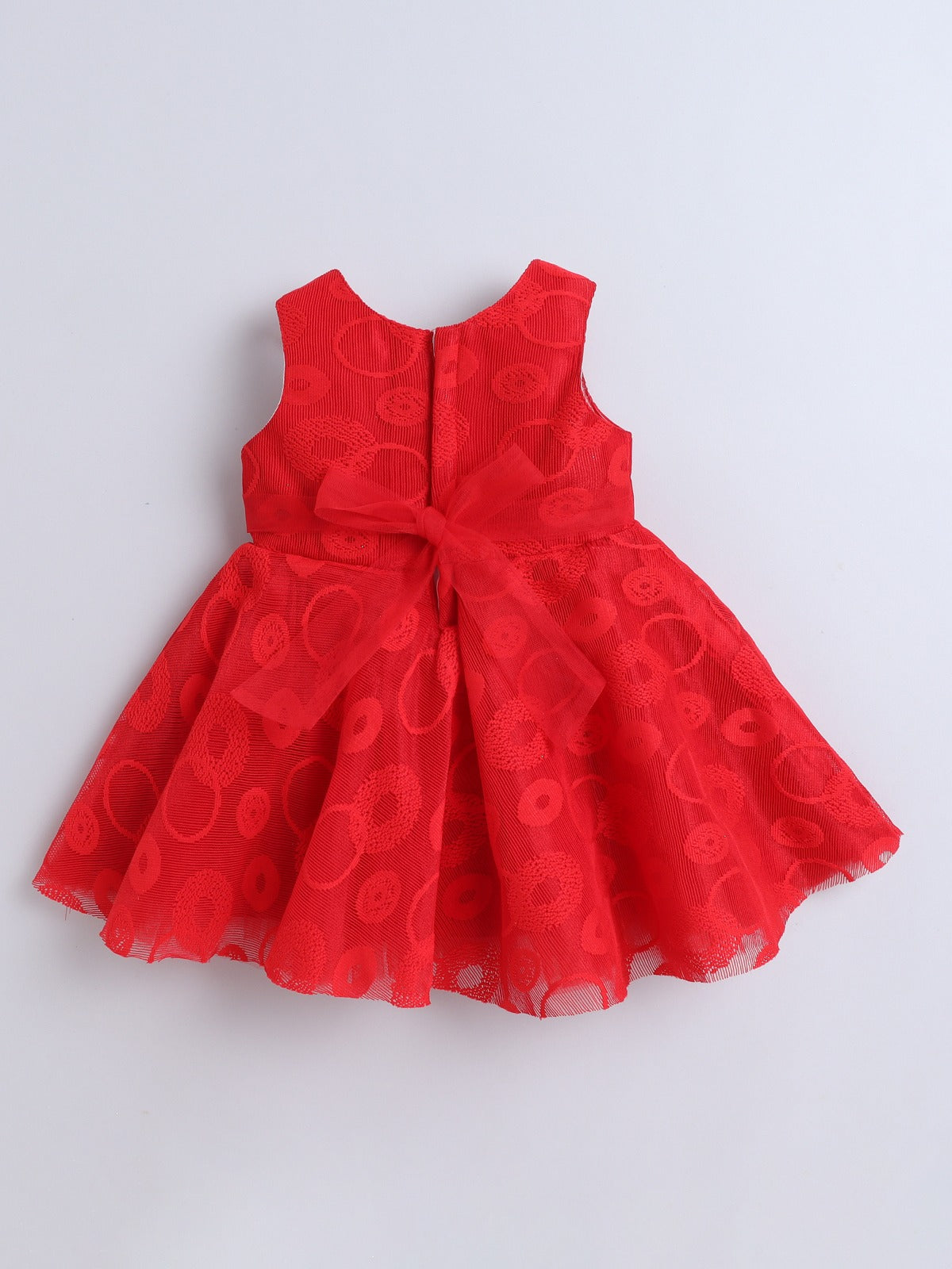 Sleeveless Flower Embelished Dress - Red