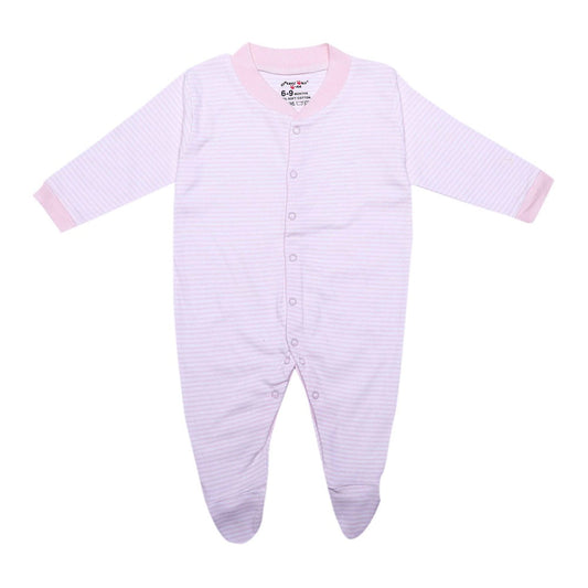 Stripe Mercerised Onesie with Rib around neck & Sleeve hem-Pink
